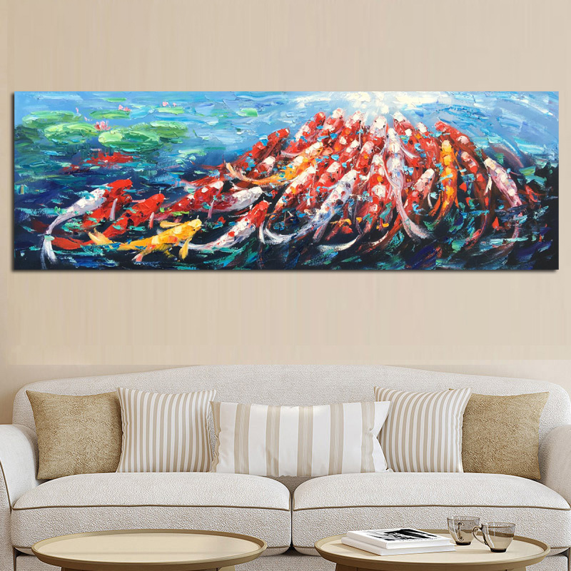 Wall Canvas Art Picture Print Abstract Fengshui Koi Fish Lotus Landscape Chinese Painting & Calligraphy Poster For Living Room
