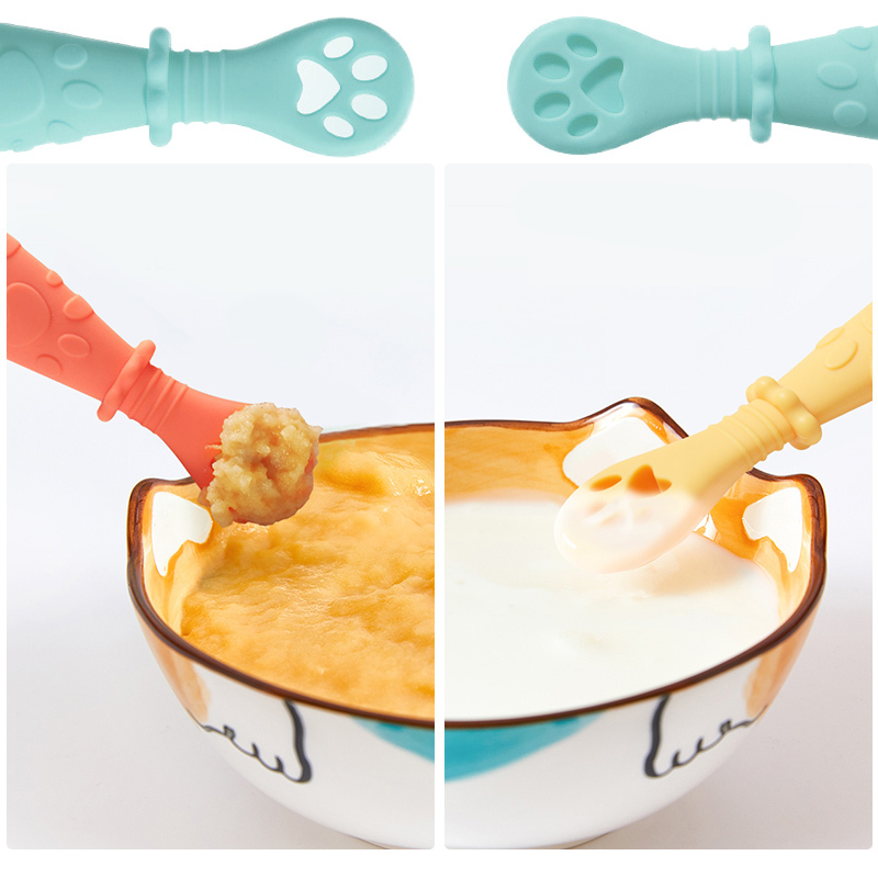 Cups Dishes Utensils 2PCS Set Pre Spoon Baby Set BPA Free Silicone Self Feeding Utensil Weaning for Kids Ages 6 Months 220906