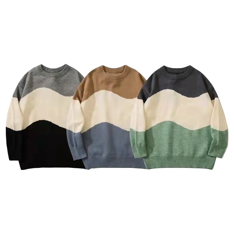 Men's Sweaters Men Knitted Patchwork Sweater Japanese Hip Hop Streetwear Retro Vintage Casual Loose Harajuku Oversized Pullover Sweaters 220906