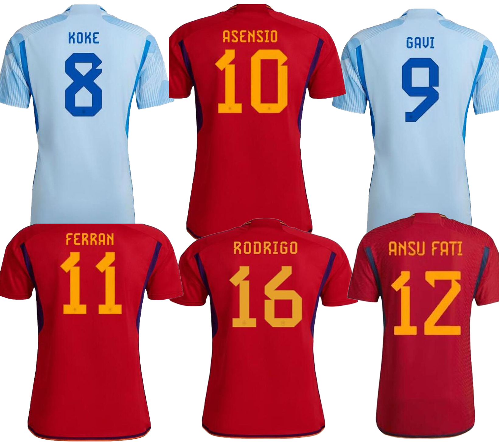 2022 Customized Spain Soccer Jerseys GAVI PEDRI THIAGO Asensio PEDRI Ansu Fati SERGIO RAMOS 15 football wear sports wholesale kingcaps home Away Thai Quality, 2022 home
2022 Customized Spain Soccer Jerseys GAVI PEDRI THIAGO Asensio PEDRI Ansu Fati SERGIO RAMOS 15 football wear sports wholesale kingcaps home Away Thai Quality, 2022 home