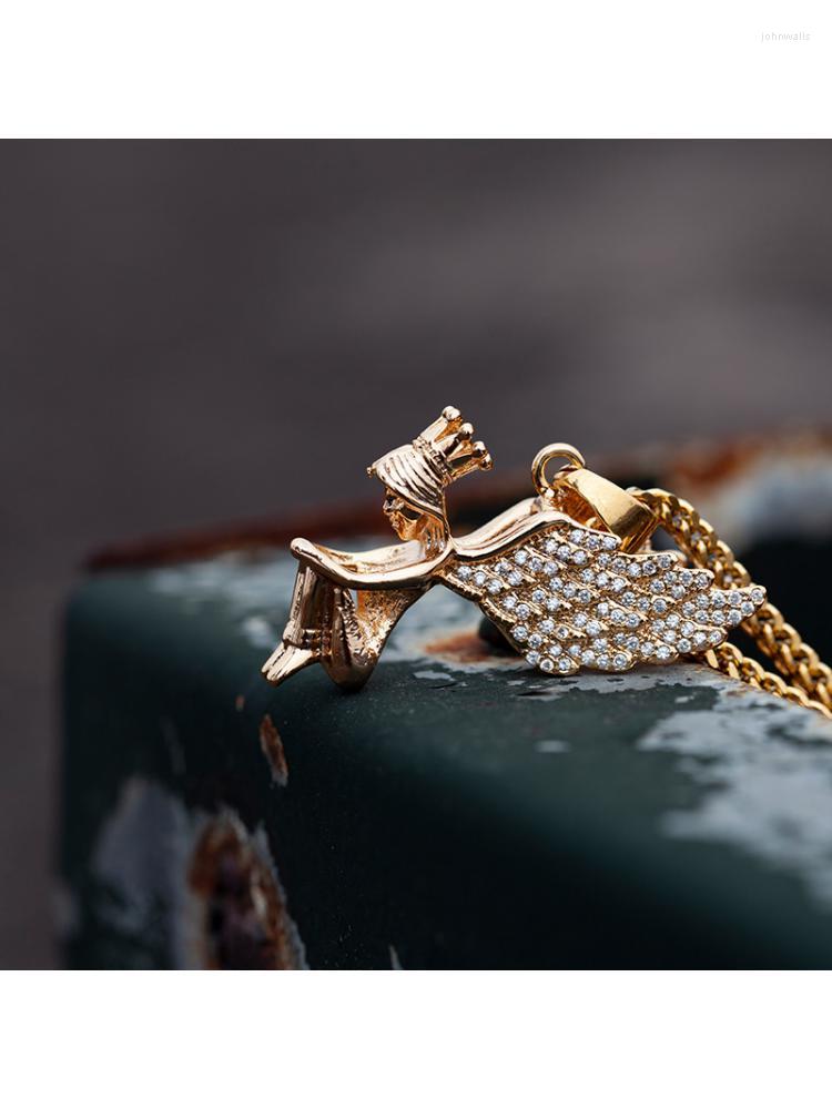 Pendant Necklaces Little Angel Necklace 316L Stainless Steel Cuban Link Chain 24" Micro Paved Cubic Zirconia Bling Iced Out Gold
Pendant Necklaces Little Angel Necklace 316L Stainless Steel Cuban Link Chain 24" Micro Paved Cubic Zirconia Bling Iced Out Gold