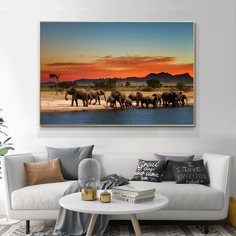 Canvas Painting Wild Africa Elephant Animal Art Sunset Landscape Posters and Prints Cuadros Wall Art Picture for Living Room
Canvas Painting Wild Africa Elephant Animal Art Sunset Landscape Posters and Prints Cuadros Wall Art Picture for Living Room