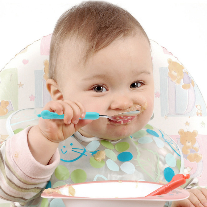 Cups Dishes Utensils Giraffe Infant Food Feeding Spoon Fork Baby Tableware Set Stainless Steel Toddler Dinnerware Cutlery Children Utensil Gadgets 220