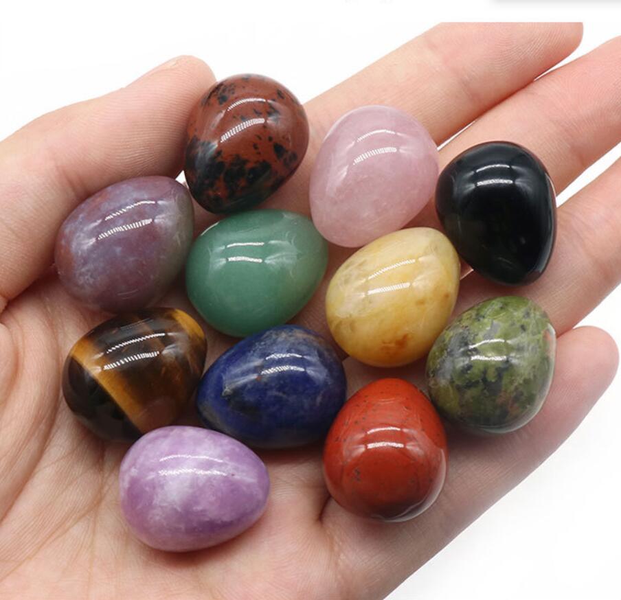 2CM Egg Shaped Statue Natural Stone Carved Ornament Rose Quartz Healing Crystal Gem craft Gift Room Decoration