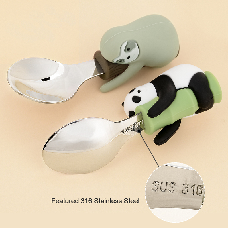 Cups Dishes Utensils Lofca Baby Silicone Spoons Panda Fork Sloth Feeding Food Learn To Eat Children s Tableware BPA Free L220906