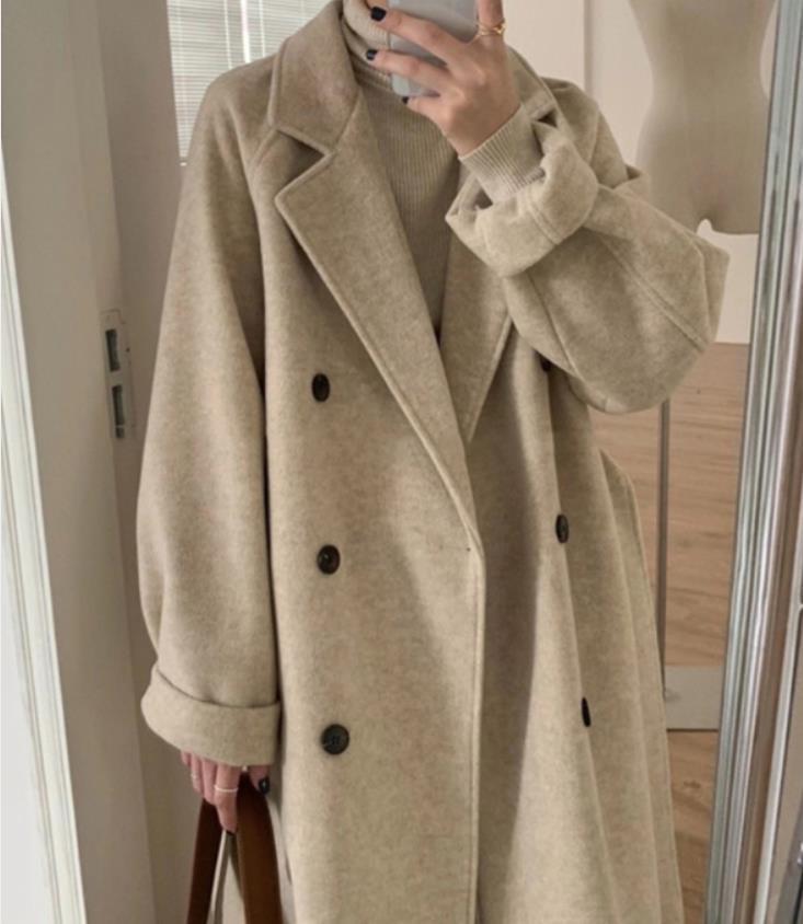 Women's Wool Blends Woolen coat female medium length small temperament woolen coat 220906