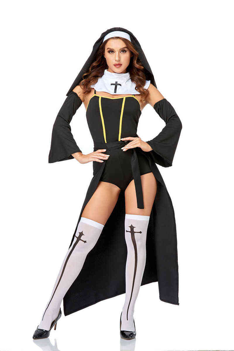 Stage Wear Sexy Nun Come Cosplay Uniform For Adult Women Halloween Church Missionary Sister Party Fancy Dress T220905