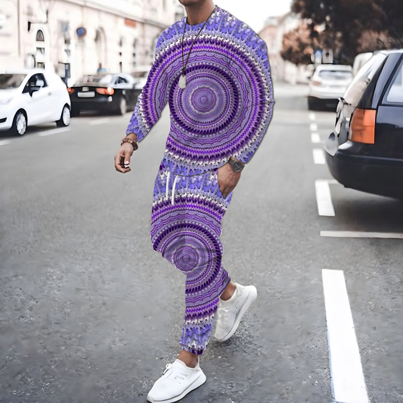 Mens Tracksuits Men Clothes Geometric Patterns Long Sleeved T ShirtTrousers Casual Tracksuit Mens Two Piece Set 3D Printed Male Sportswear Set 220906