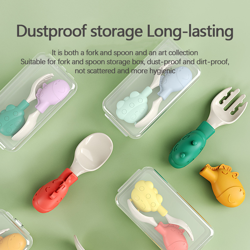 Cups Dishes Utensils 2pcs set Baby Set Food Grade Silicone Mini Fork Spoon Learn To Eat Training Bendable Soft Children Tableware 220906