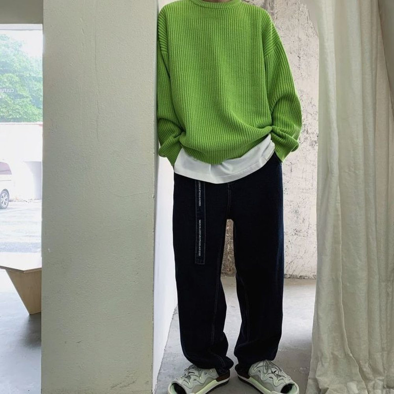 Men's Sweaters Sweaters Men Crewneck Pure Color Knitted Sweaters Autumn Winter Casual Pullover Streetwear Basic Color Sweater Jumper Male 220906