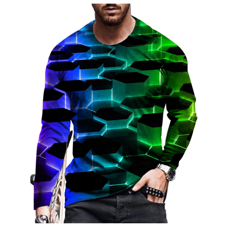 Men's T-Shirts summer hip-hop men's 3D T-shirt cartoon printing three-dimensional pattern long-sleeved casual fashion sports 220906
