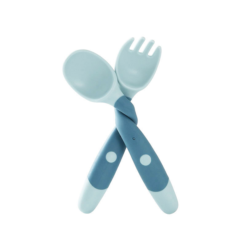 Cups Dishes Utensils Baby Children Spoon Fork Set Soft Bendable Silicone Scoop Kit Tableware Toddler Training Feeding Cutlery Utensil 220906