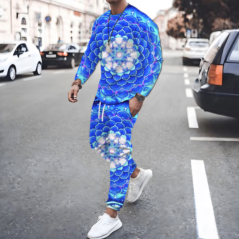 Mens Tracksuits Men Clothes Geometric Patterns Long Sleeved T ShirtTrousers Casual Tracksuit Mens Two Piece Set 3D Printed Male Sportswear Set 220906