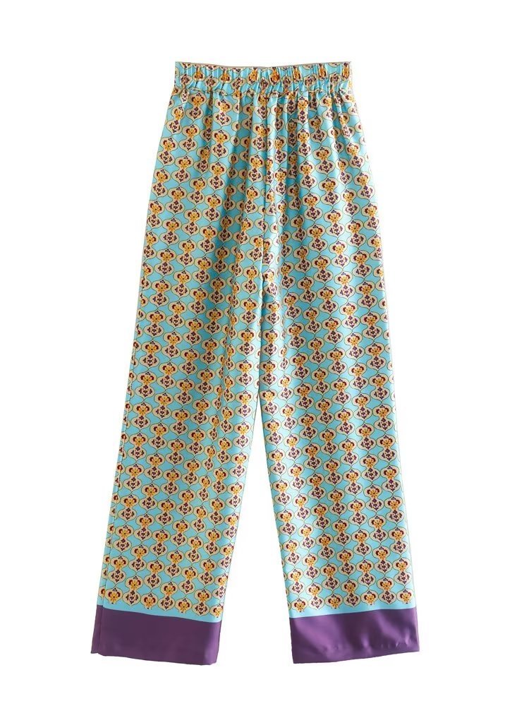 Womens Two Piece Pants 2 Piece Set Women Pants Suits Retro Printed Elastic Waist Ladies Suits Casual Chic Elegant Suits 2 Piece Set Women 220906