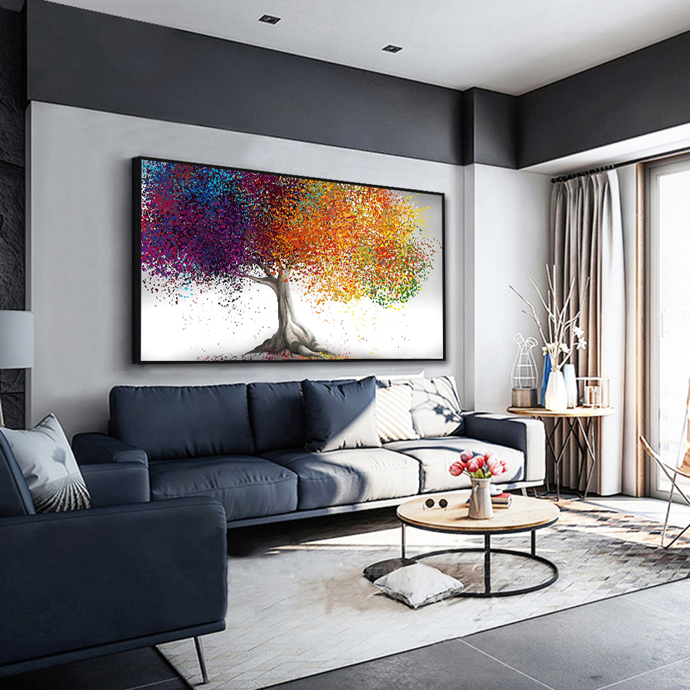 Canvas Painting Abstract Colorful Trees Modern Nordic Plant Posters And Prints Wall Art Picture For Living Room Home Decoration