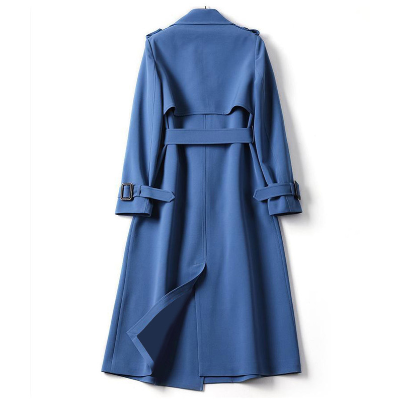 Women's Trench Coats Autumn Elegant Long Women Trench Lace Up Waist Casual Solid V Neck Overcoat Plus Size Long Sleeve Windbreaker Female Trench 