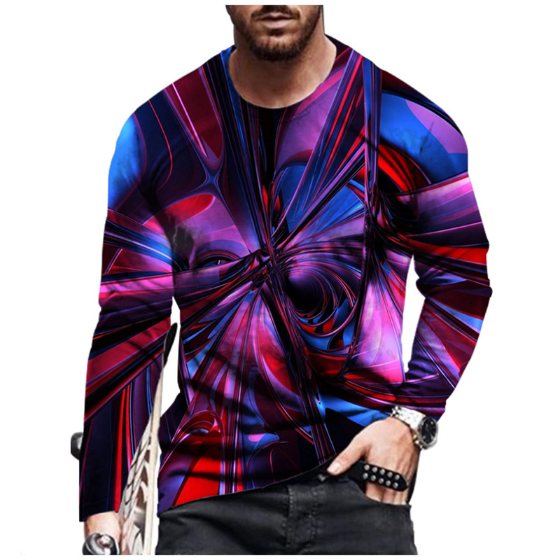 Men's T-Shirts summer hip-hop men's 3D T-shirt cartoon printing three-dimensional pattern long-sleeved casual fashion sports 220906