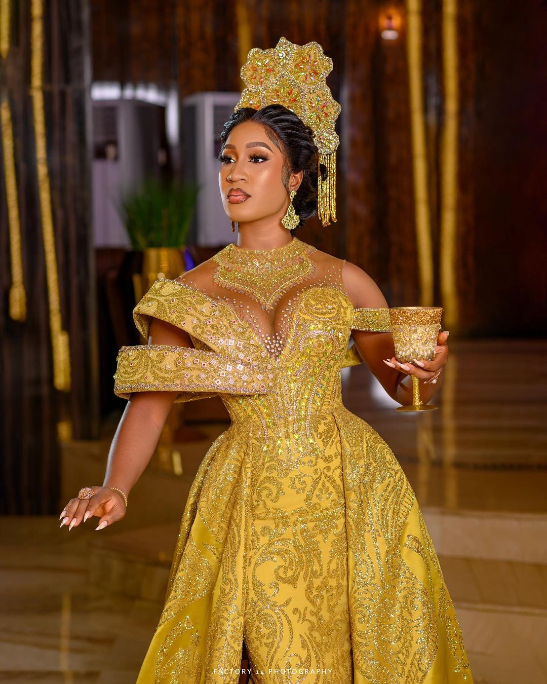 2022 Arabic Aso Ebi Gold Mermaid Prom Dresses Sequined Lace Evening Formal Party Second Reception Birthday Engagement Gowns Dress ZJ720