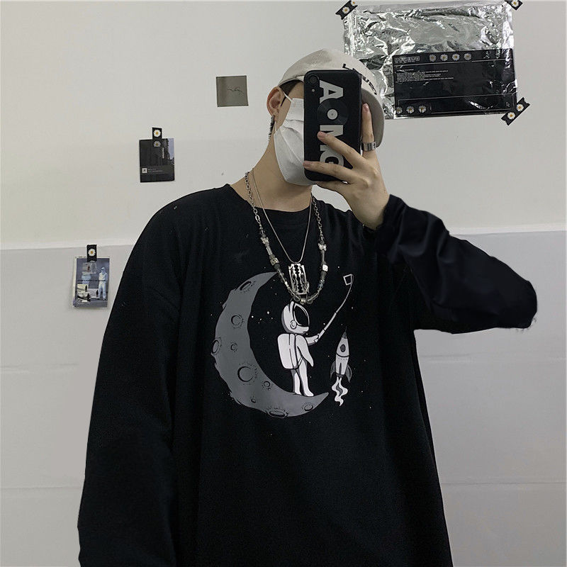 Men's T-Shirts Men Long Sleeve T-shirts Autumn Print Gothic Vintage Ulzzang Cozy High Street Streetwear 5XL Baggy Korean Trendy Harajuku BF 22090