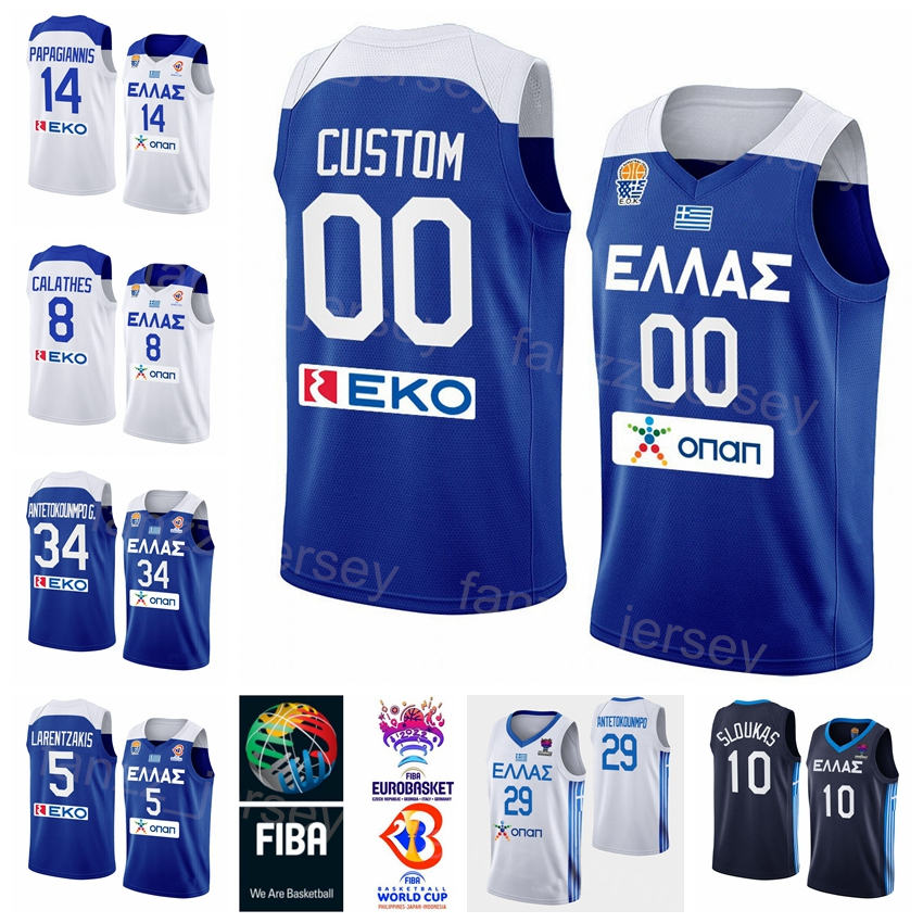 Print National Team Basketball Greece 35 Thanasis Antetokounmpo Jersey 34 Giannis 2022 EuroBasket Kostas Tyler Dorsey Dimitris Agravanis Georgios Papagiannis