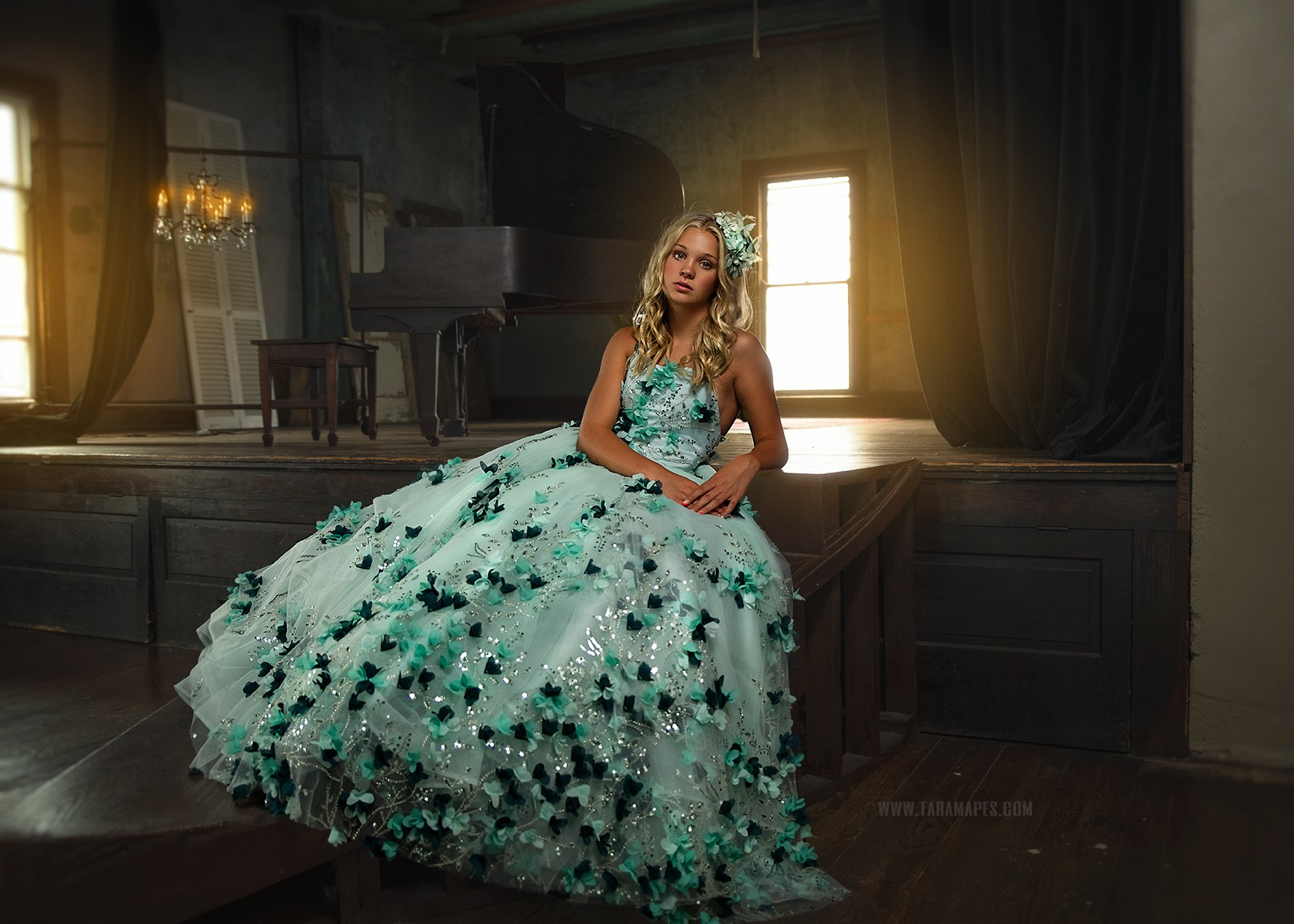 Princess Beading Flower Girl Dresses Floral Beaded Green Sequined Pageant Gowns For Photoshoot Tulle Boho First Communion Dress