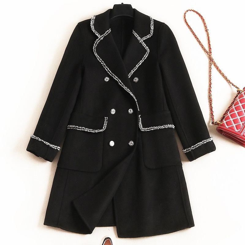 Women's Wool Blends Small fragrant double faced woolen coat women's winter Lapel double breasted wool coat 220906