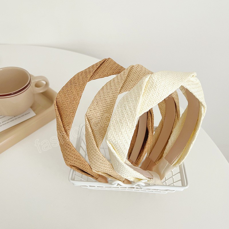 Bohemian Vintage Grass Weaving Headband Hairband Hair Accessories Cross Handmade Hair Hoop For Women Girls