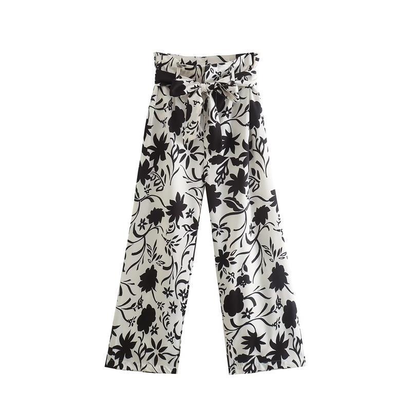 Womens Two Piece Pants Suits 2 Set Elegant Chic Women Printed Slim Fit VNeck High Waist Casual Vacation Youth 220906