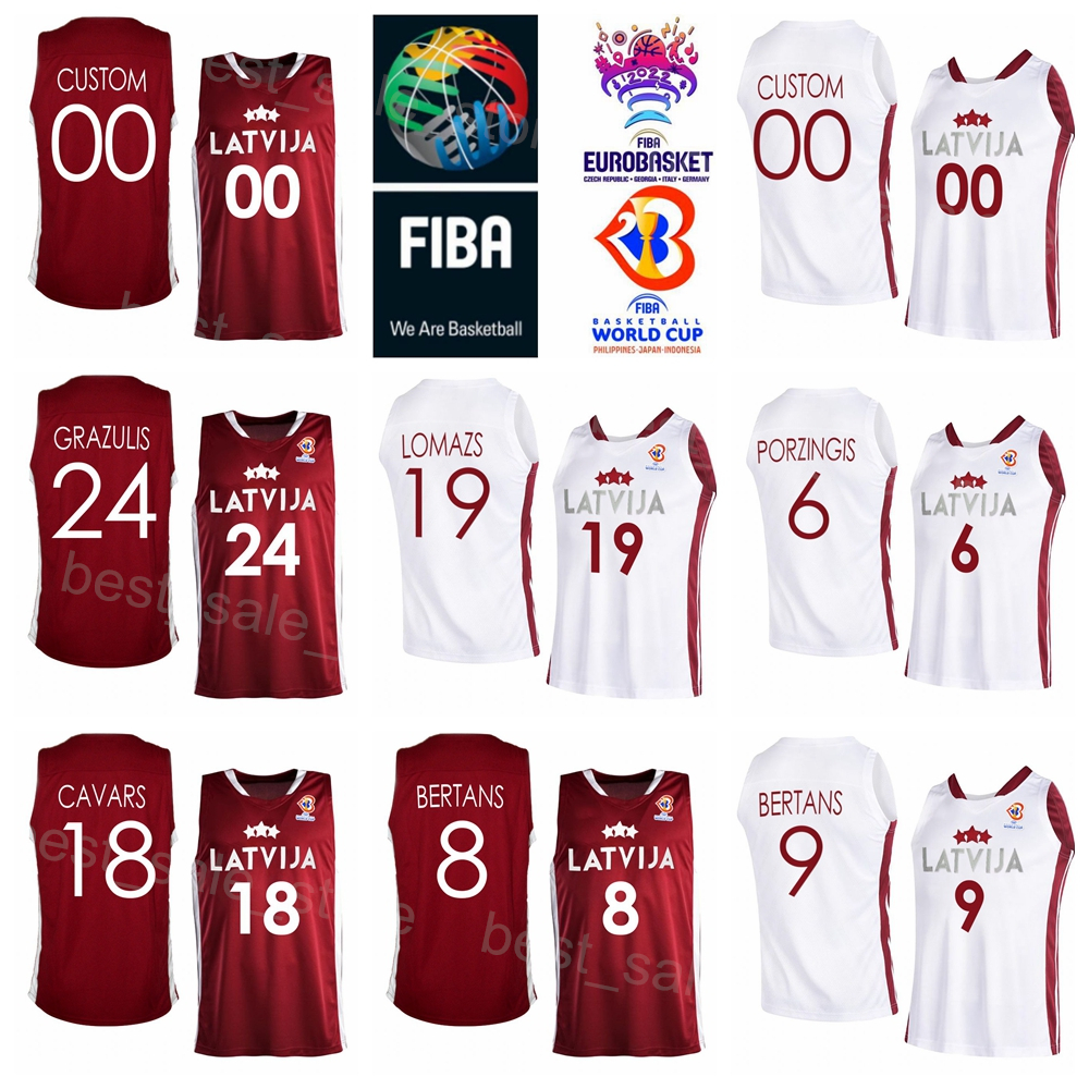 Print 2022 EuroBasket Latvia Basketball Kristaps Porzingis Jersey National Team 19 Rihards Lomazs 9 Dairis Bertans 24 Andrejs Grazulis Davis Bertans Klavs Cavars, With eurobasket patch
Print 2022 EuroBasket Latvia Basketball Kristaps Porzingis Jersey National Team 19 Rihards Lomazs 9 Dairis Bertans 24 Andrejs Grazulis Davis Bertans Klavs Cavars, With eurobasket patch