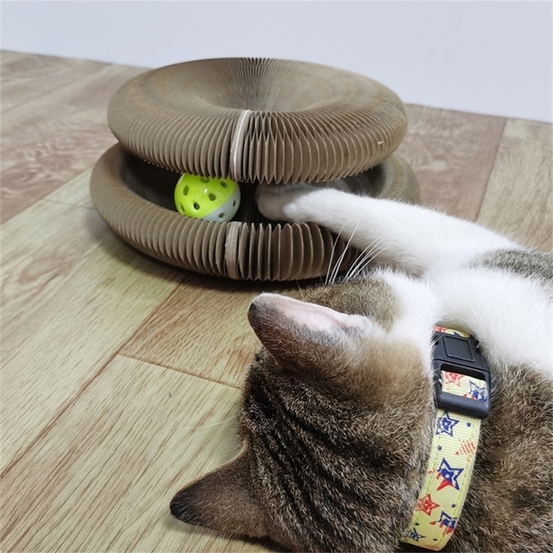 Cat Furniture Scratchers Magic organ cat scratching board is not easy to deform toy with bell grinding claw climbing frame 220906