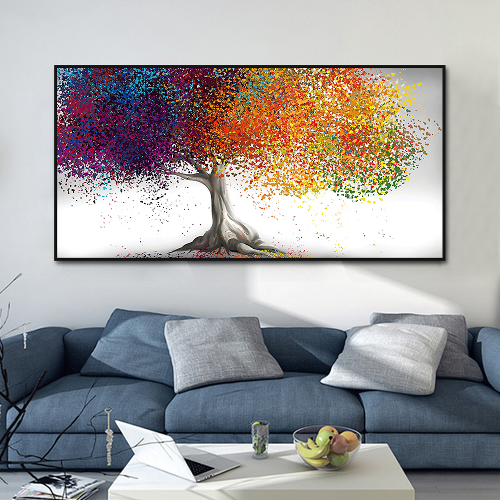 Canvas Painting Abstract Colorful Trees Modern Nordic Plant Posters And Prints Wall Art Picture For Living Room Home Decoration