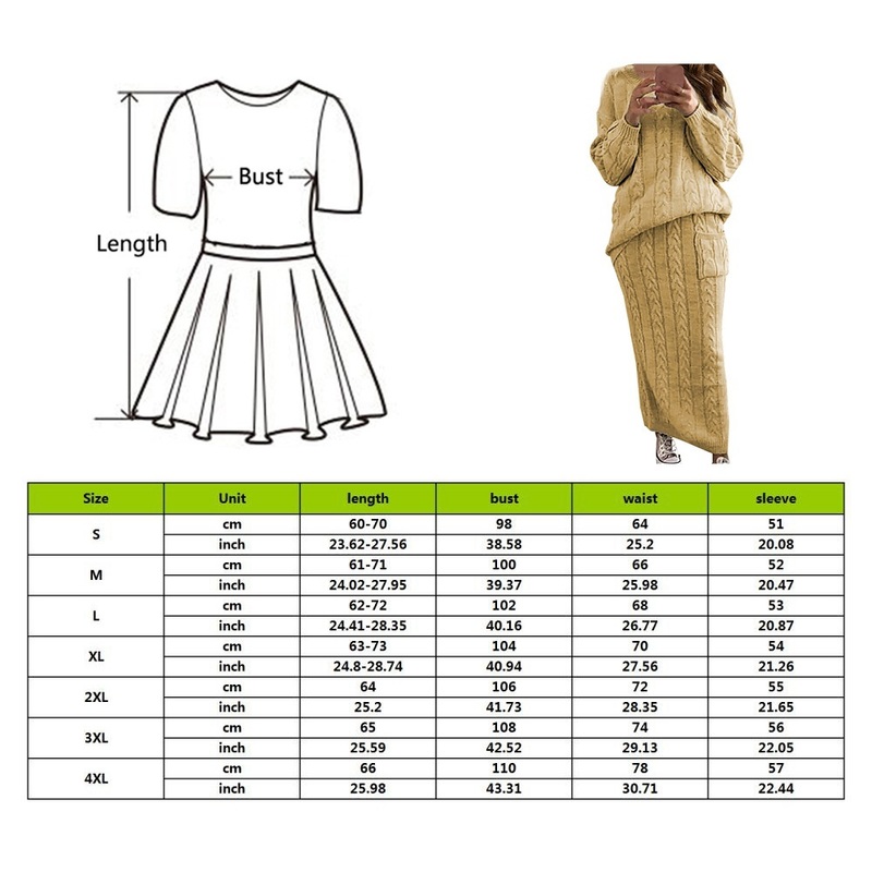 Two Piece Dress Winter Women Knitted 2 Pieces Set Casual Solid Color Long Sleeve Pullovers Sweater TopKnitted Skirts 2PCS Suits Women Warm Sets 220906