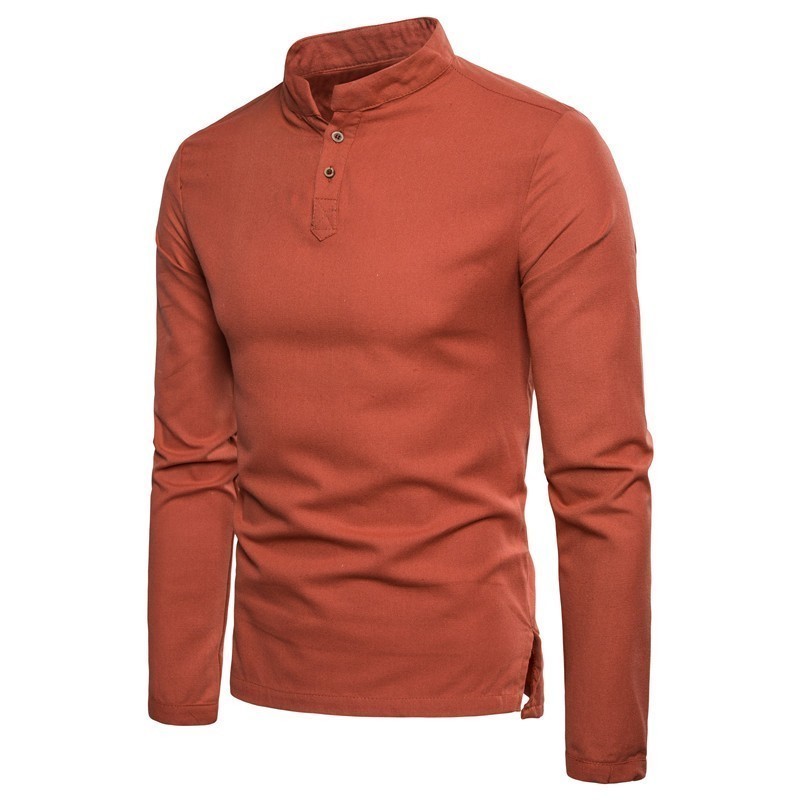 Men's T-Shirts Spring Men's Cotton Linen T shirts Chinese Style Slim Fit Long Sleeve Tops Men Solid Color Breathable Linen shirt 220906