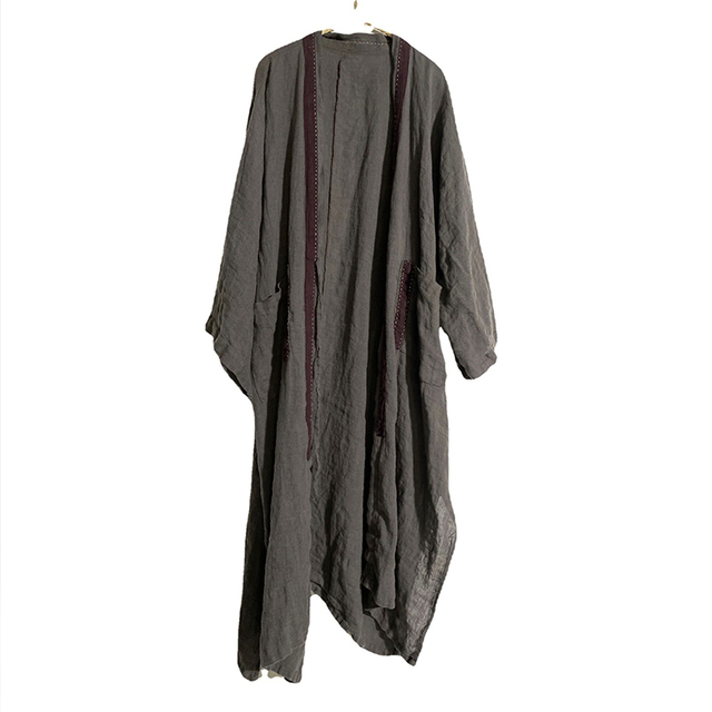 Women's Trench Coats Johnature Linen Vintage Patchwork Trench Loose Windbreaker Spring Retro Pockets Women Solid Color Long Coat 220906