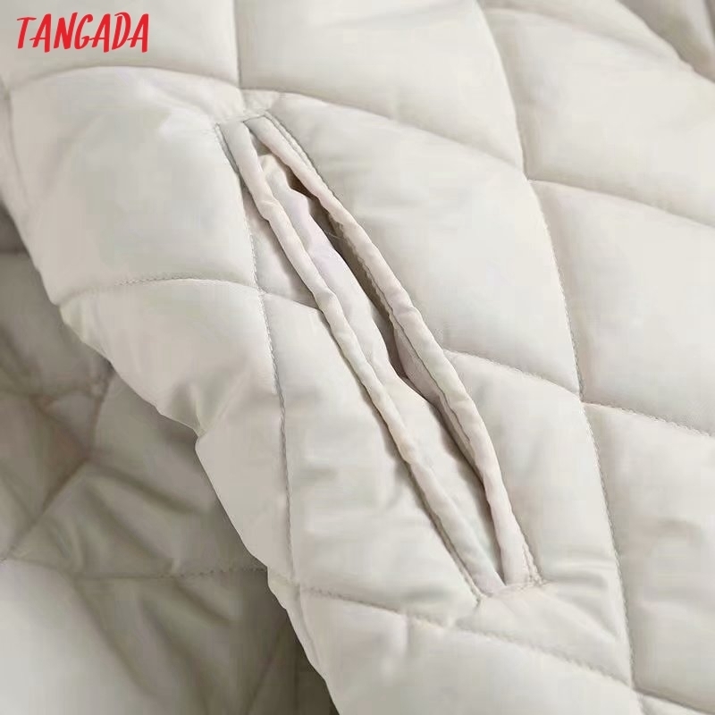 Women's Down Parkas Tangada Women Beige Oversize Long Hood Parkas Autumn Winter Long Sleeve Buttons Pockets Female Warm Coat 6W02 220906