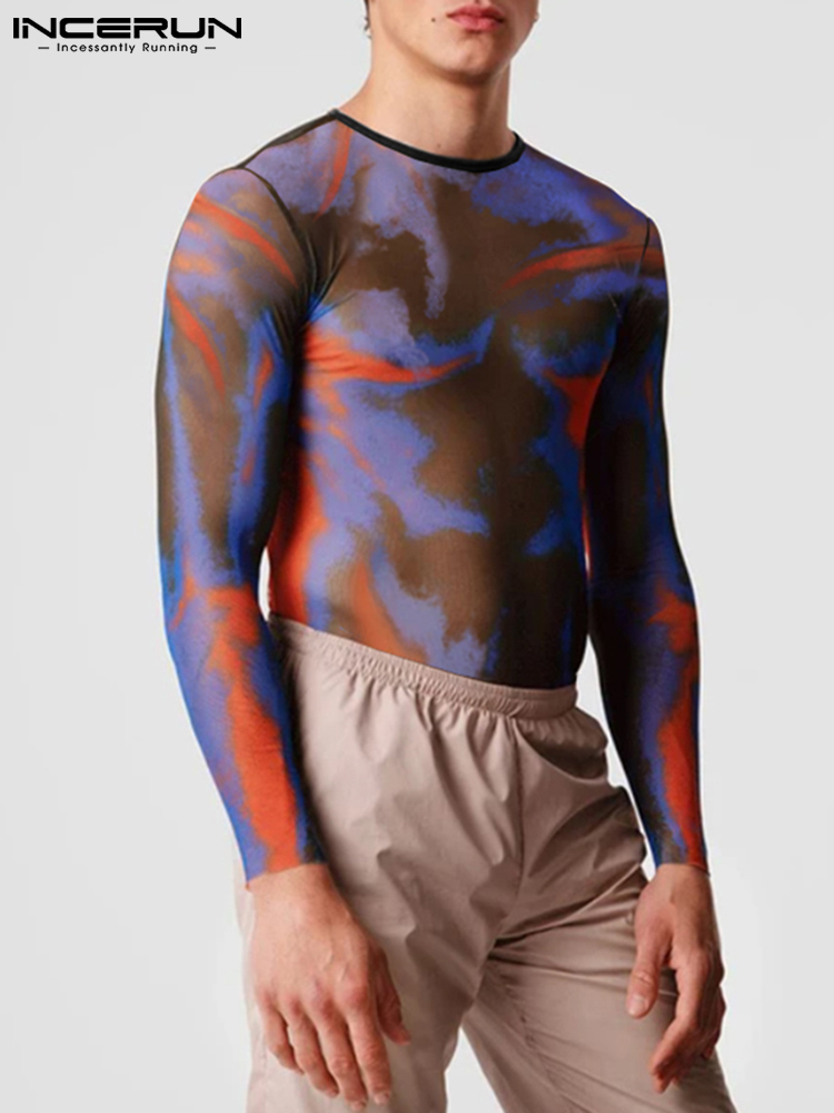 Men's T-Shirts INCERUN Tops American Style Men Sexy Leisure Camiseta Fashion Casual Male Printing Long Sleeve T-Shirts S-5XL 220906