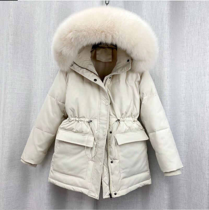 Women's Down Parkas Cotton Padded Fur Parka Big Fur Collar Down Winter Jacket Women Thick Warm Parkas Female Outerwear 220906