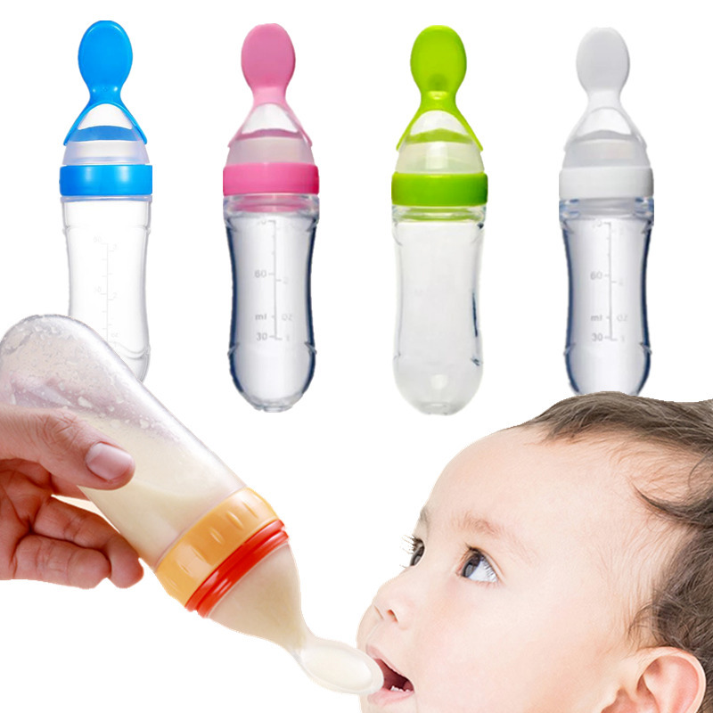Cups Dishes Utensils 1pc Pressing Type Infant Children Training Feeding Baby Bottle Spoon Custard Feeder for Puree Vegetable Juices Egg 220906