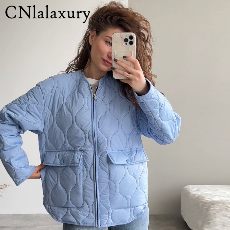 Women's Down Parkas CNlalaxury Spring Autumn Women Jackets Thin Parkas Oversize Vintage Long Sleeve Coat femme Chic Outwear 220906