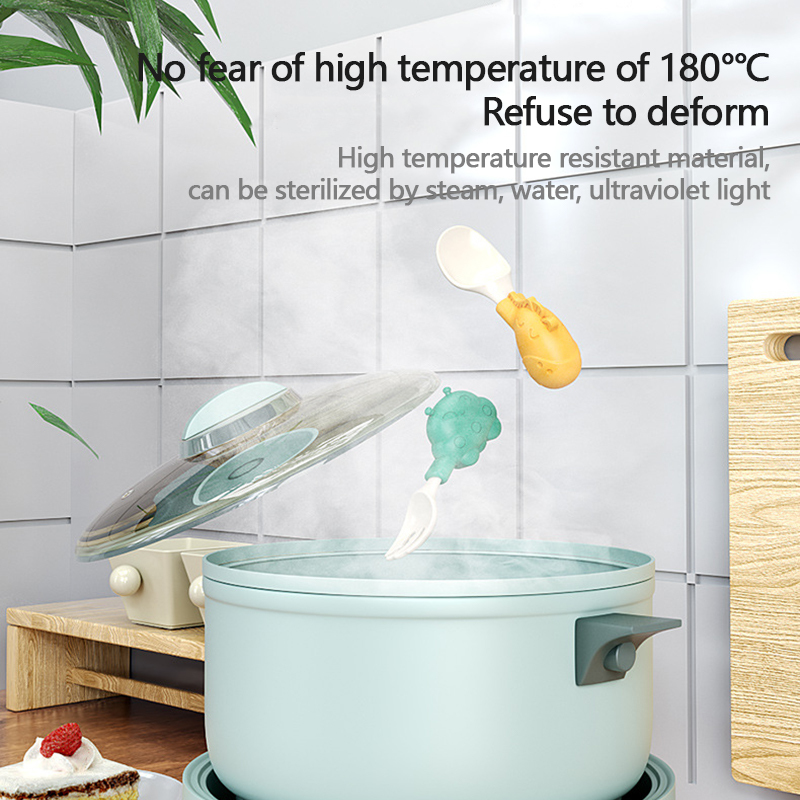 Cups Dishes Utensils 2pcs set Baby Set Food Grade Silicone Mini Fork Spoon Learn To Eat Training Bendable Soft Children Tableware 220906