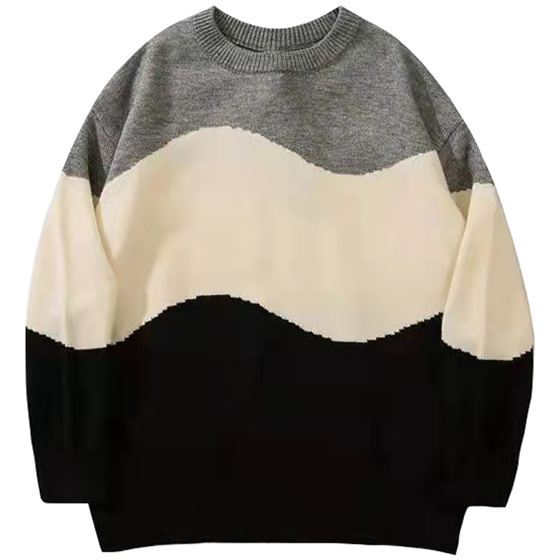 Men's Sweaters Men Knitted Patchwork Sweater Japanese Hip Hop Streetwear Retro Vintage Casual Loose Harajuku Oversized Pullover Sweaters 220906