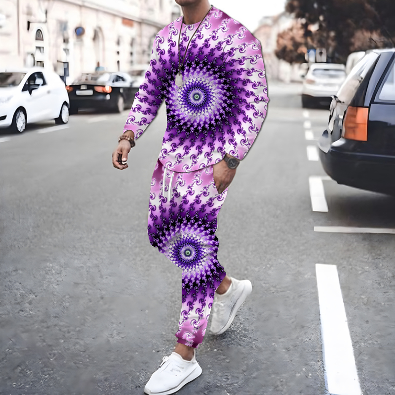 Mens Tracksuits Men Clothes Geometric Patterns Long Sleeved T ShirtTrousers Casual Tracksuit Mens Two Piece Set 3D Printed Male Sportswear Set 220906