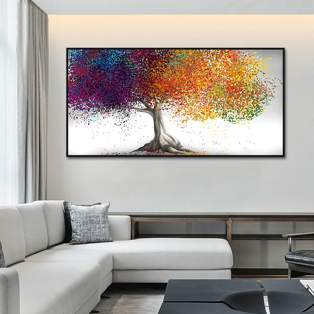 Canvas Painting Abstract Colorful Trees Modern Nordic Plant Posters And Prints Wall Art Picture For Living Room Home Decoration
