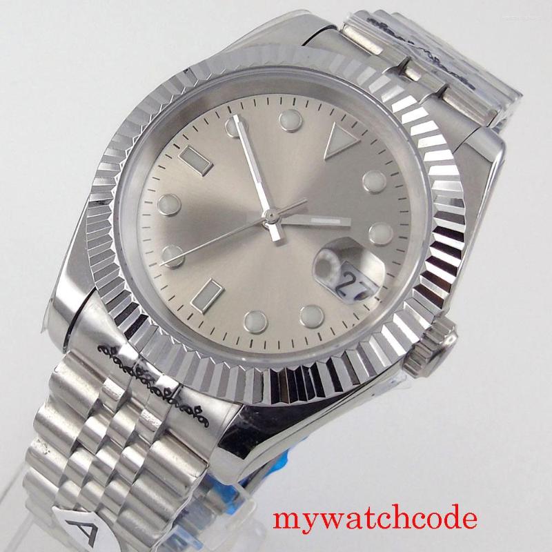 Wristwatches 39/36mm 21 Jewels MIYOTA 8215 MINGZHU Automatic Men's Watch Sunburst Grey Sterile Dial Sapphire Glass Jubilee, 39mm watch
Wristwatches 39/36mm 21 Jewels MIYOTA 8215 MINGZHU Automatic Men's Watch Sunburst Grey Sterile Dial Sapphire Glass Jubilee, 39mm watch
