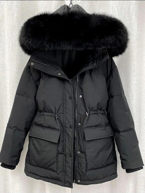 Women's Down Parkas Cotton Padded Fur Parka Big Fur Collar Down Winter Jacket Women Thick Warm Parkas Female Outerwear 220906