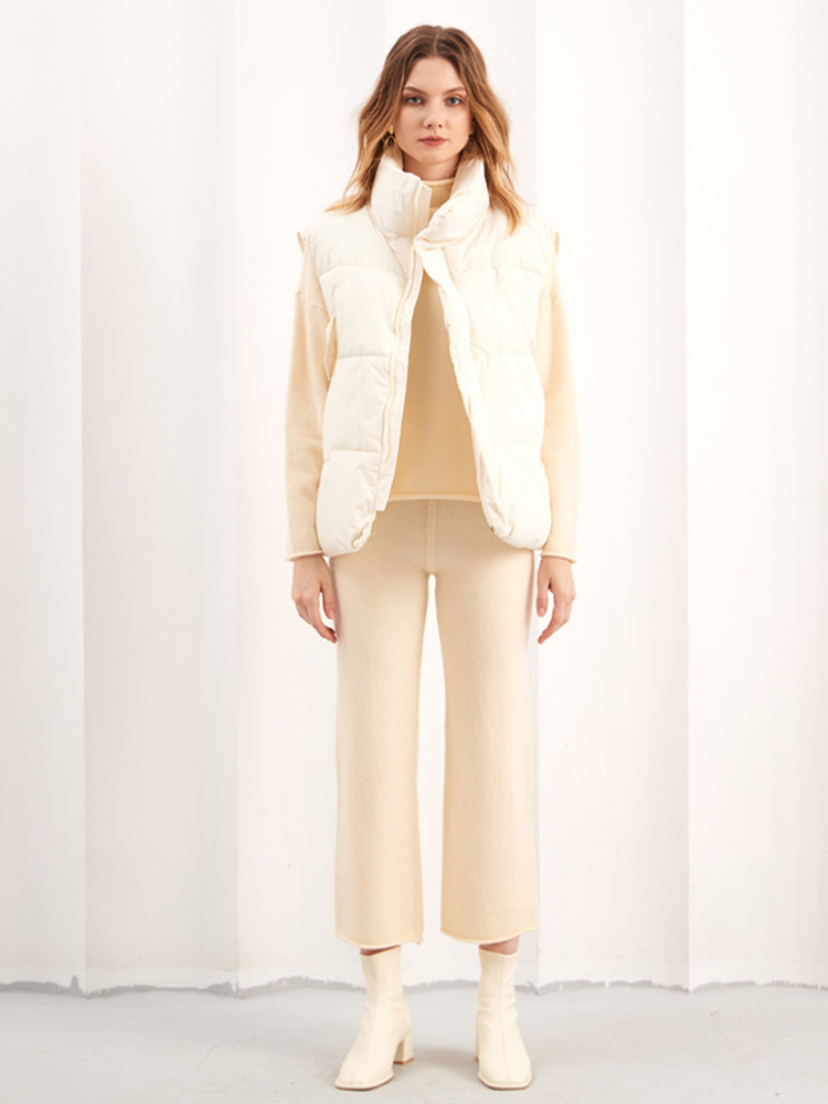 Womens Two Piece Pants Winter Warm 3 Pieces Sets Women Casual Loose Pullover Sweater Wide Legs Pants Zipper Parkas Vest Suits Womens Tracksuit 220906