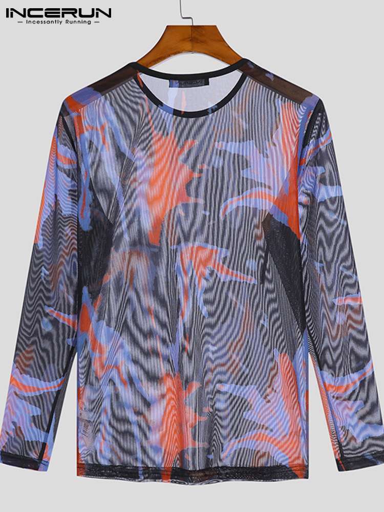 Men's T-Shirts INCERUN Tops American Style Men Sexy Leisure Camiseta Fashion Casual Male Printing Long Sleeve T-Shirts S-5XL 220906