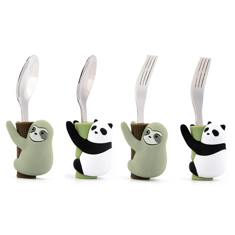Cups Dishes Utensils Lofca Baby Silicone Spoons Panda Fork Sloth Feeding Food Learn To Eat Children s Tableware BPA Free L220906