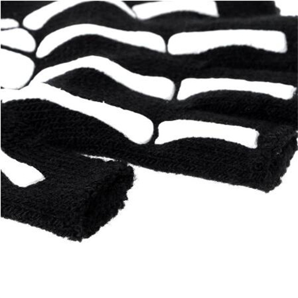 Warm Knitting Gloves For Adult Solid Acrylic Half Finger Glove Human Skeleton Head Gripper Print Cycling Non-slip Wrist Gloves GC1575