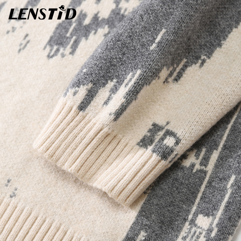 Men's Sweaters LENSTID Men Hip Hop Knitted Jumper Sweaters Letter Embroidery Print Streetwear Harajuku Autumn Hipster Casual Loose Pullovers 2209